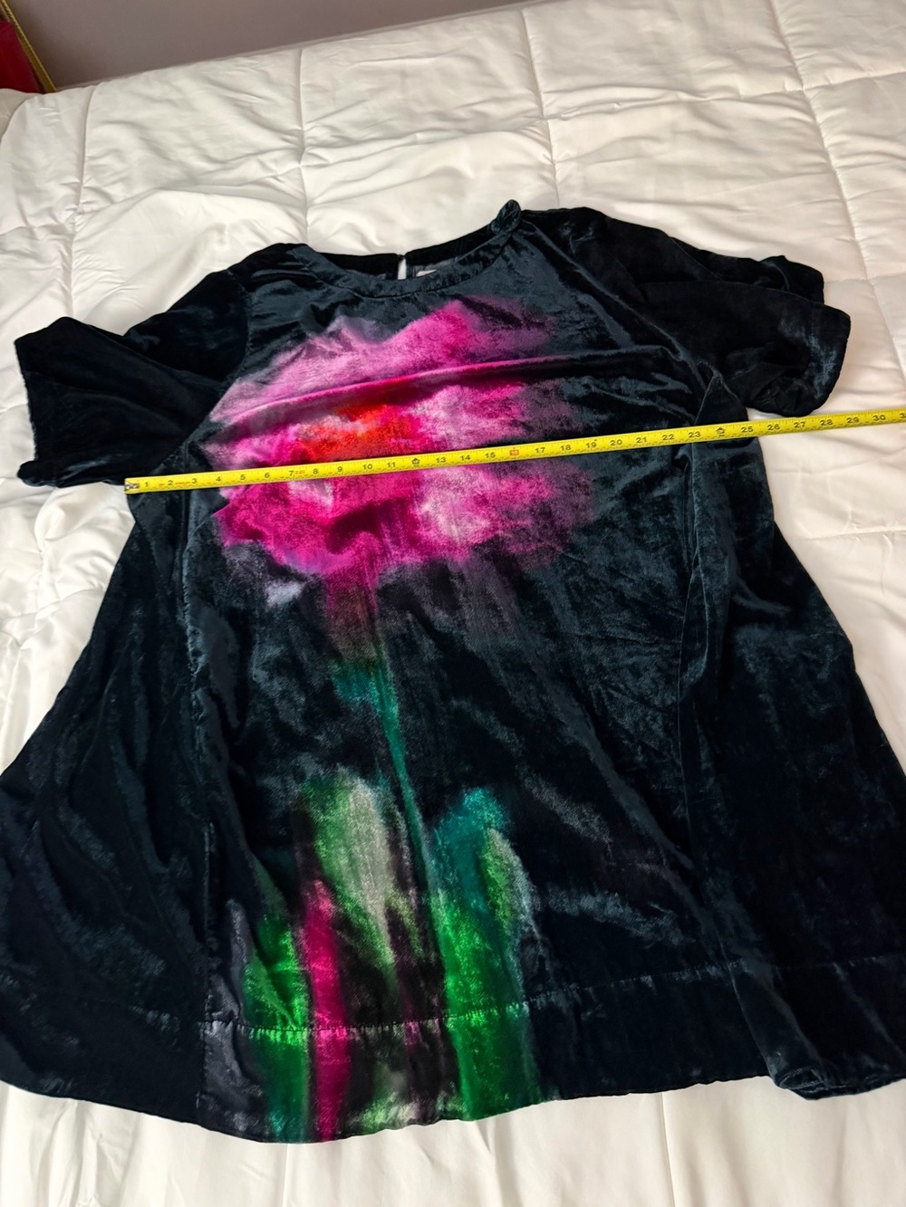 Maeve Black Velvet Dress with Pink and Green Abstract Accent - Picture 6 of 6